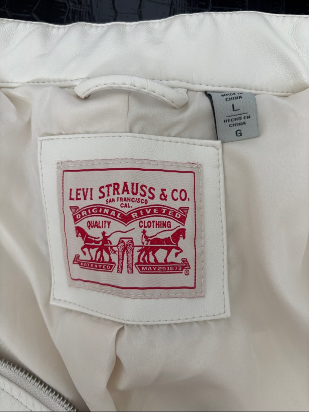 Levi's White Women's Moto Leather Jacket faux large - Picture 4 of 9